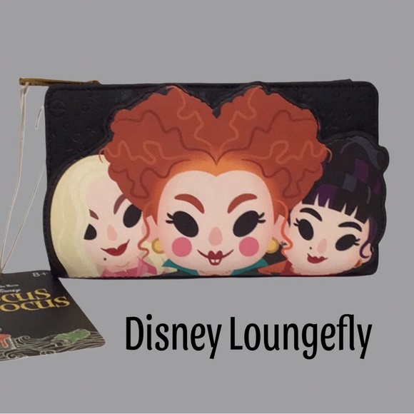 NWT DISNEY Loungefly Hocus Pocus Sanderson Sisters Black Flap Wallet